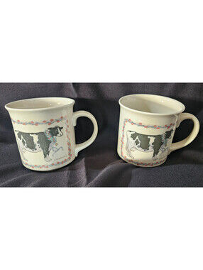 (2pc) Creative Collection Standing Dairy Cow Coffee Mug Cup Otagiri Japan 4"